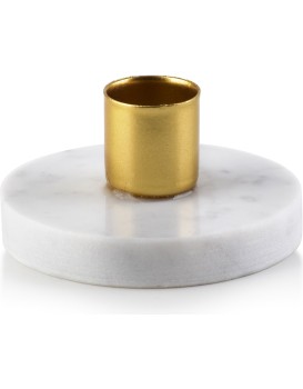 Svícen Cedric Marble 7,5 cm zlatý/bílý