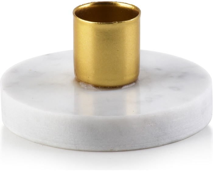 Svícen Cedric Marble 7,5 cm zlatý/bílý