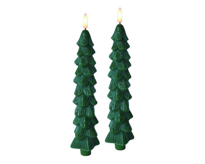 Sada 2 ks vánočních LED svíček Nikolao 5x26 cm zelená