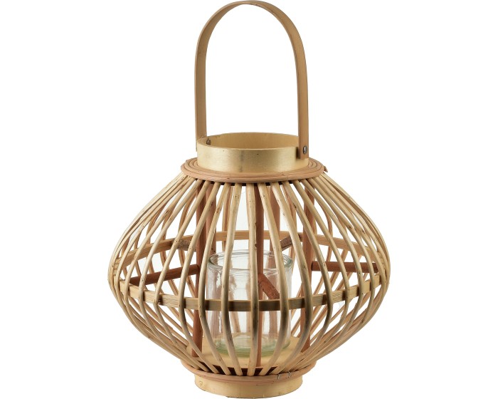 Proutěná lucerna LUCIE Natural 32x27 cm hnědá