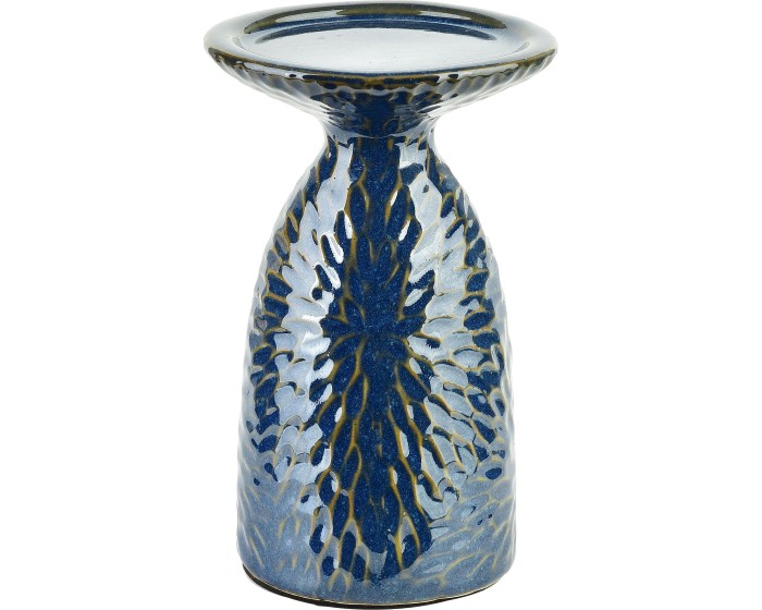 Keramický svícen YARINE BLUE 16,5 cm modrý