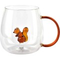 Skleněný hrnek PETER SQUIRREL 400 ml čirý/oranžový