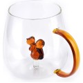 Skleněný hrnek PETER SQUIRREL 400 ml čirý/oranžový