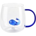 Skleněný hrnek PETER WHALE 400 ml čirý/modrý