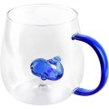 Skleněný hrnek PETER WHALE 400 ml čirý/modrý