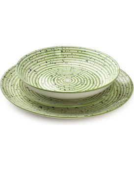 Porcelánová sada 18 ks STRIPES GREEN zelená