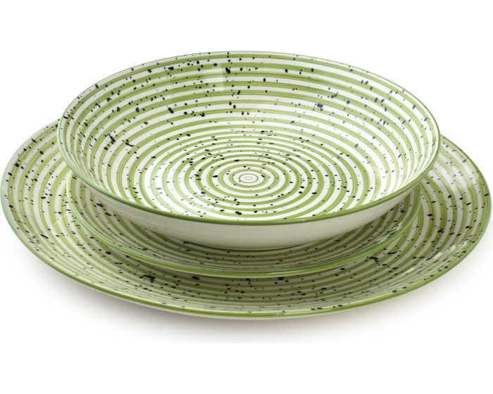 Porcelánová sada 18 ks STRIPES GREEN zelená
