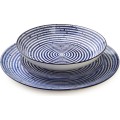 Porcelánová sada 18 ks talířů STRIPES BLUE modrá