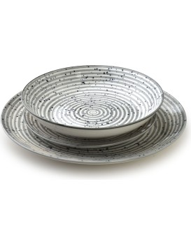 Porcelánová sada 18 ks STRIPES GREY šedá