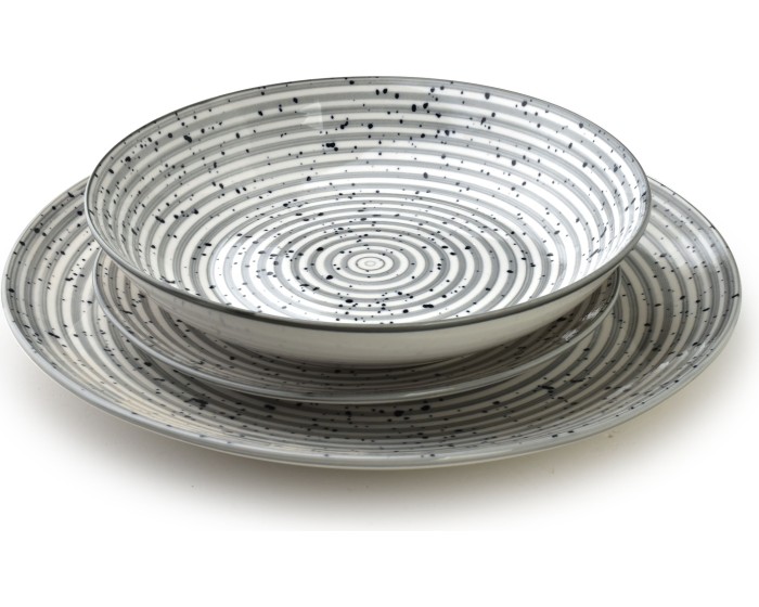 Porcelánová sada 18 ks STRIPES GREY šedá