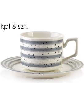 Sada 6 ks šálků s podšálkem Joy 210 ml bílá/šedá