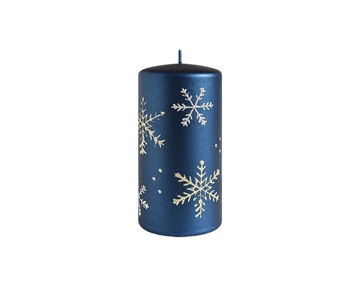 Vánoční svíčka FROST 14 cm modrá