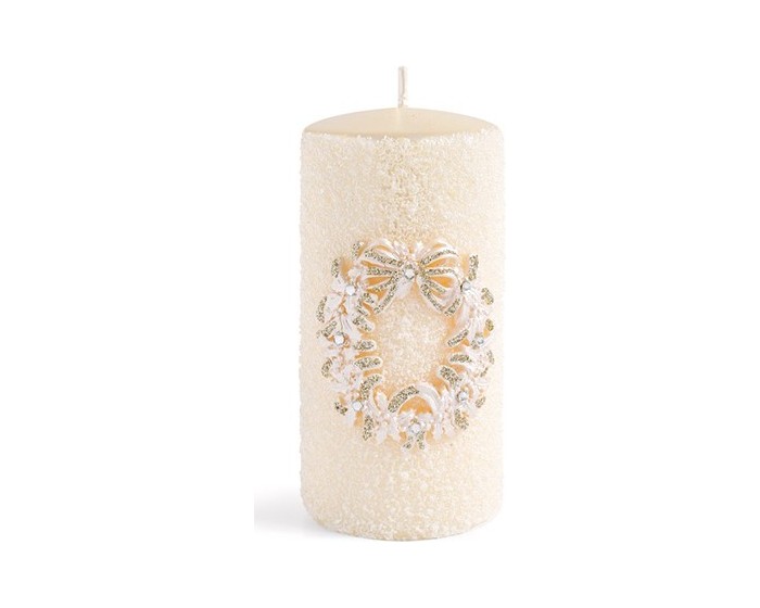 Vánoční svíčka Wianek Glamour 15 cm krémová