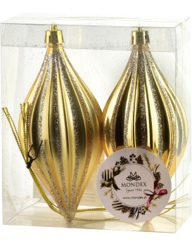 Vánoční sada 2 ks závěsných šišek SANTA LILA II 17 cm zlatá