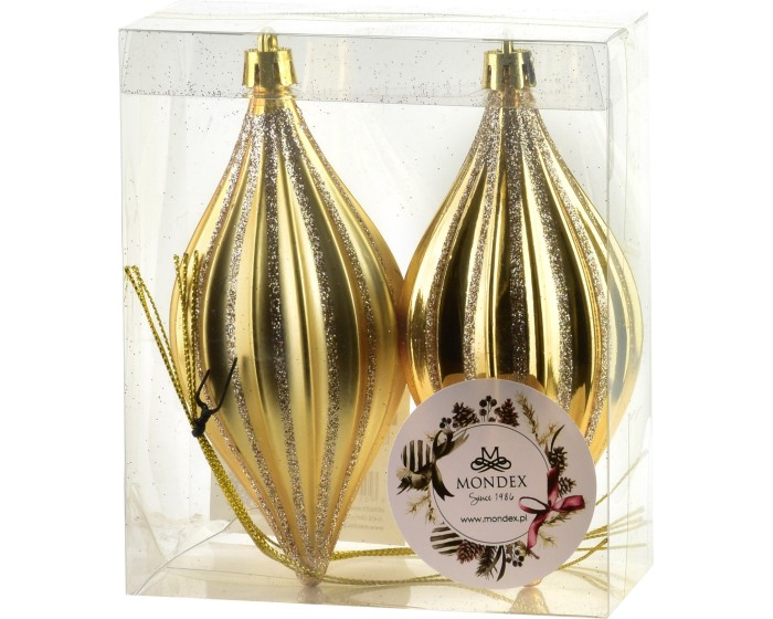 Vánoční sada 2 ks závěsných šišek SANTA LILA II 17 cm zlatá
