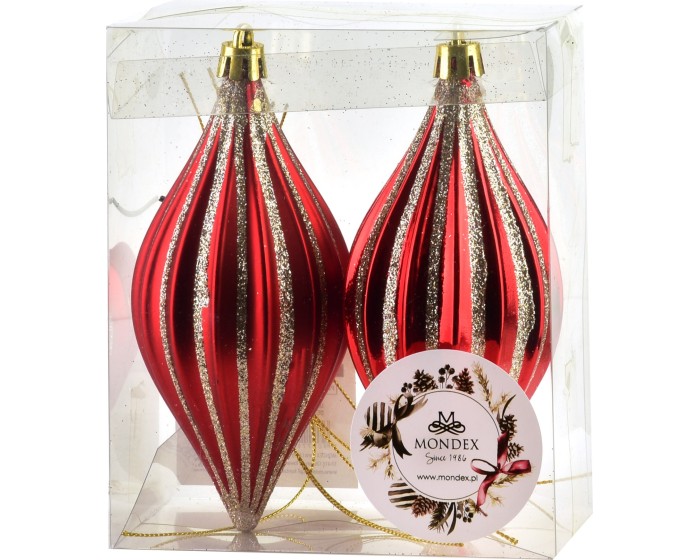 Vánoční sada 2 ks závěsných šišek SANTA LILA II 17 cm červená