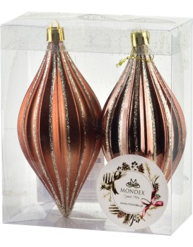 Vánoční sada 2 ks závěsných šišek SANTA LILA III 13,5 cm měděná