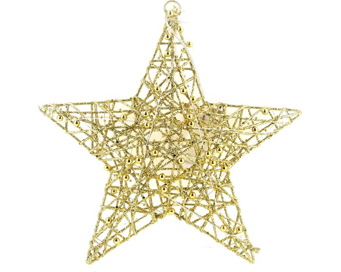LED vánoční závěsná hvězda SANTA LILA 30 cm zlatá