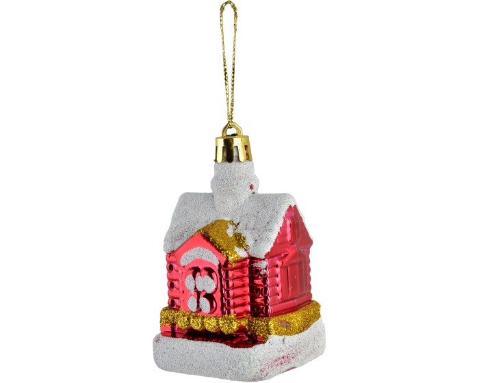 Sada 4 ks vánočních ozdob House 4,5x8 cm červená