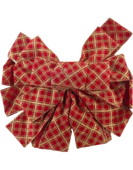 Vánoční dekorativní mašle Santa Lila 32x130 cm červená s kostkovaným vzorem