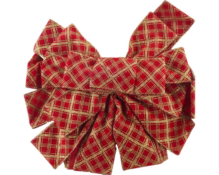 Vánoční dekorativní mašle Santa Lila 32x130 cm červená s kostkovaným vzorem