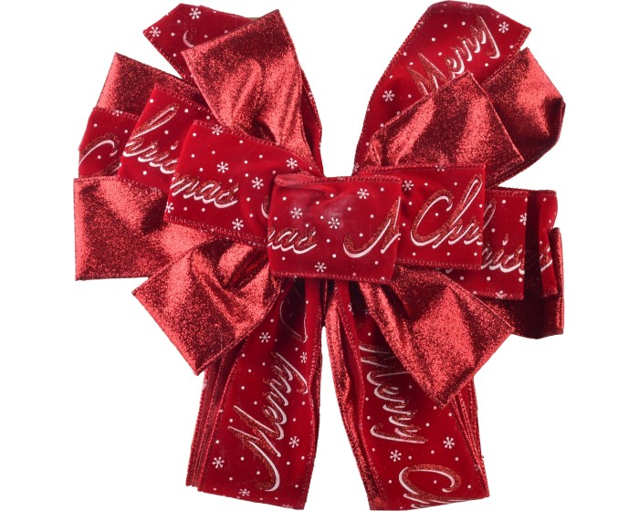 Vánoční dekorativní mašle Santa Lila 32x130 cm červená s nápisem Merry Christmas