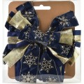 Vánoční dekorativní mašle Santa Lila 32x130 cm modro-zlatá s vločkami