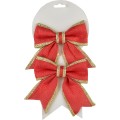 Sada 2 ks vánočních dekorativních mašlí Santa Lila 13x14 cm červená/zlatá