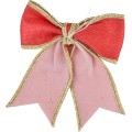 Sada 2 ks vánočních dekorativních mašlí Santa Lila 13x14 cm červená/zlatá