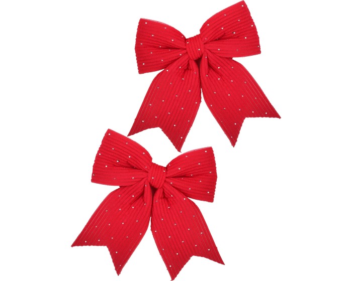 Sada 2 ks vánočních dekorativních mašlí Santa Lila 13,5x14,5 cm červená