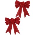 Sada 2 ks vánočních dekorativních mašlí Santa Lila 15x15,5 cm červená
