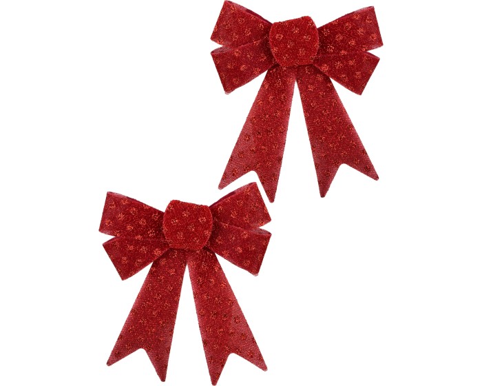 Sada 2 ks vánočních dekorativních mašlí Santa Lila 15x15,5 cm červená