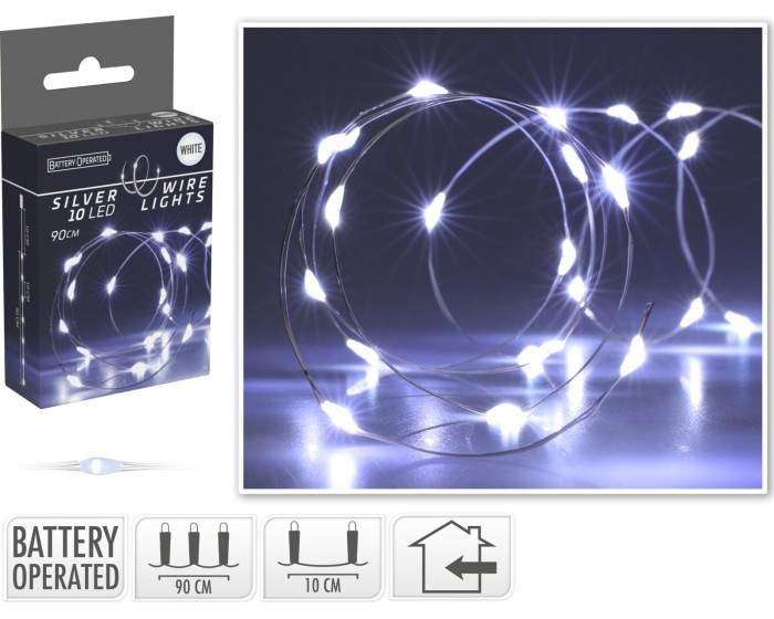Světelný LED řetěz Jared 90 cm studený bílý