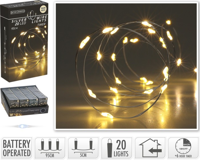 Světelný LED řetěz CAP s časovačem 95 cm teplý bílý