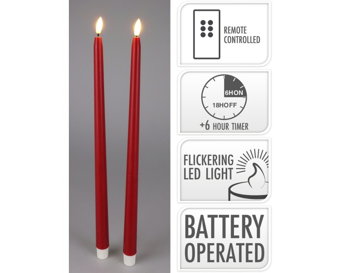 Sada 2 ks LED svíček GLOW červená