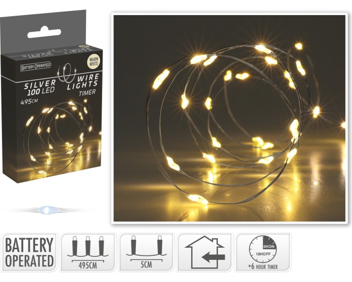 Světelný LED řetěz Glide s časovačem 495 cm teplý bílý