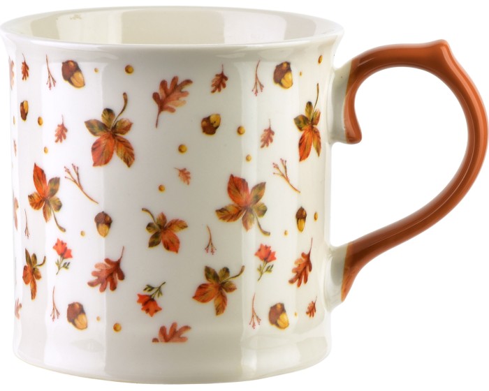 Porcelánový hrnek RADO 350 ml s listy bílý