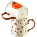 Porcelánový hrnek RADO 350 ml s listy bílý