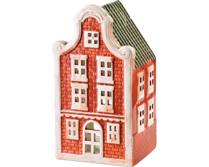 Keramický LED domeček HYTTE 16,3 cm oranžový
