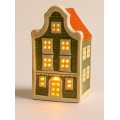 Keramický LED domeček HYTTE 12 cm zelený