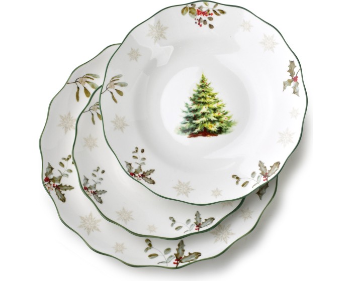 Porcelánová jídelní sada 3 ks talířů Santas bílá