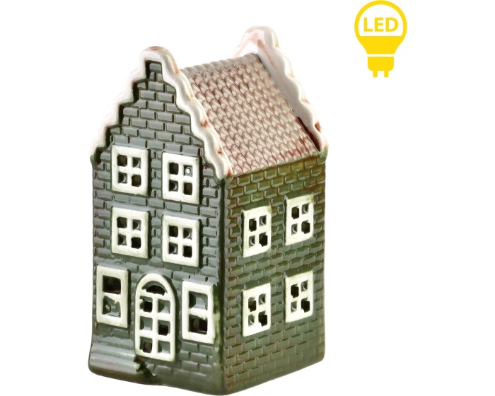 Keramický LED domeček Hytte 11 cm zelený