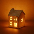 Keramický LED domeček Hytte 8,4 cm béžový