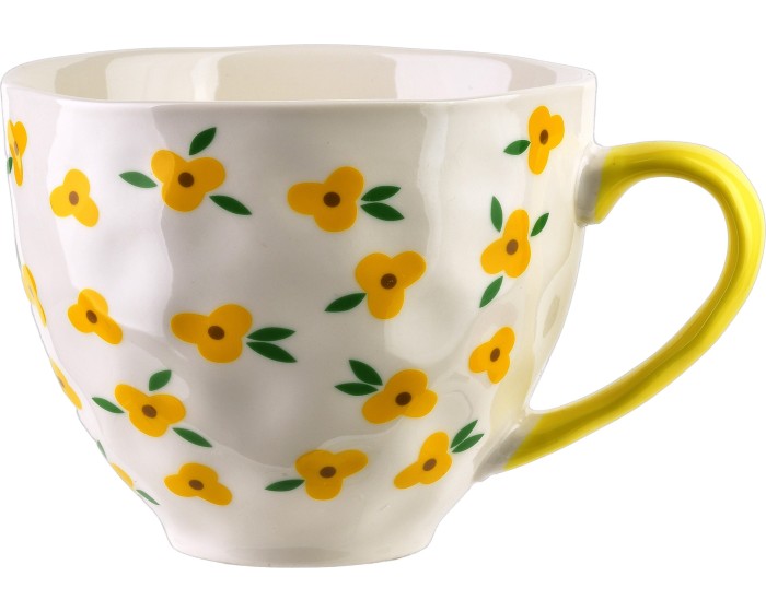 Porcelánový hrnek FLORELLA 400 ml bílý/žlutý