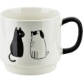 Sada 4 ks porcelánových hrnků COTTELLO 370 ml bílá/černá