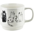 Sada 4 ks porcelánových hrnků COTTELLO 370 ml bílá/černá