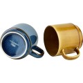 Sada 4 ks porcelánových hrnků EVIE 400 ml zlatá/modrá