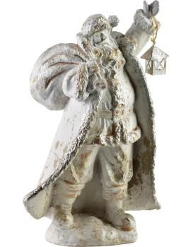 Vánoční figurka svatý Mikuláš Santa Lila 41 cm bílá
