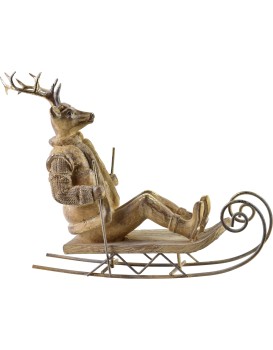 Vánoční figurka sob na saních Santa Lila 23,5 cm hnědá