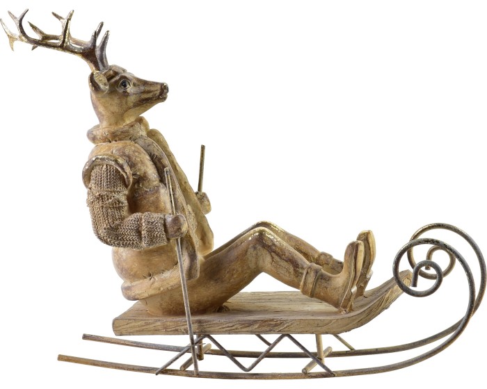 Vánoční figurka sob na saních Santa Lila 23,5 cm hnědá